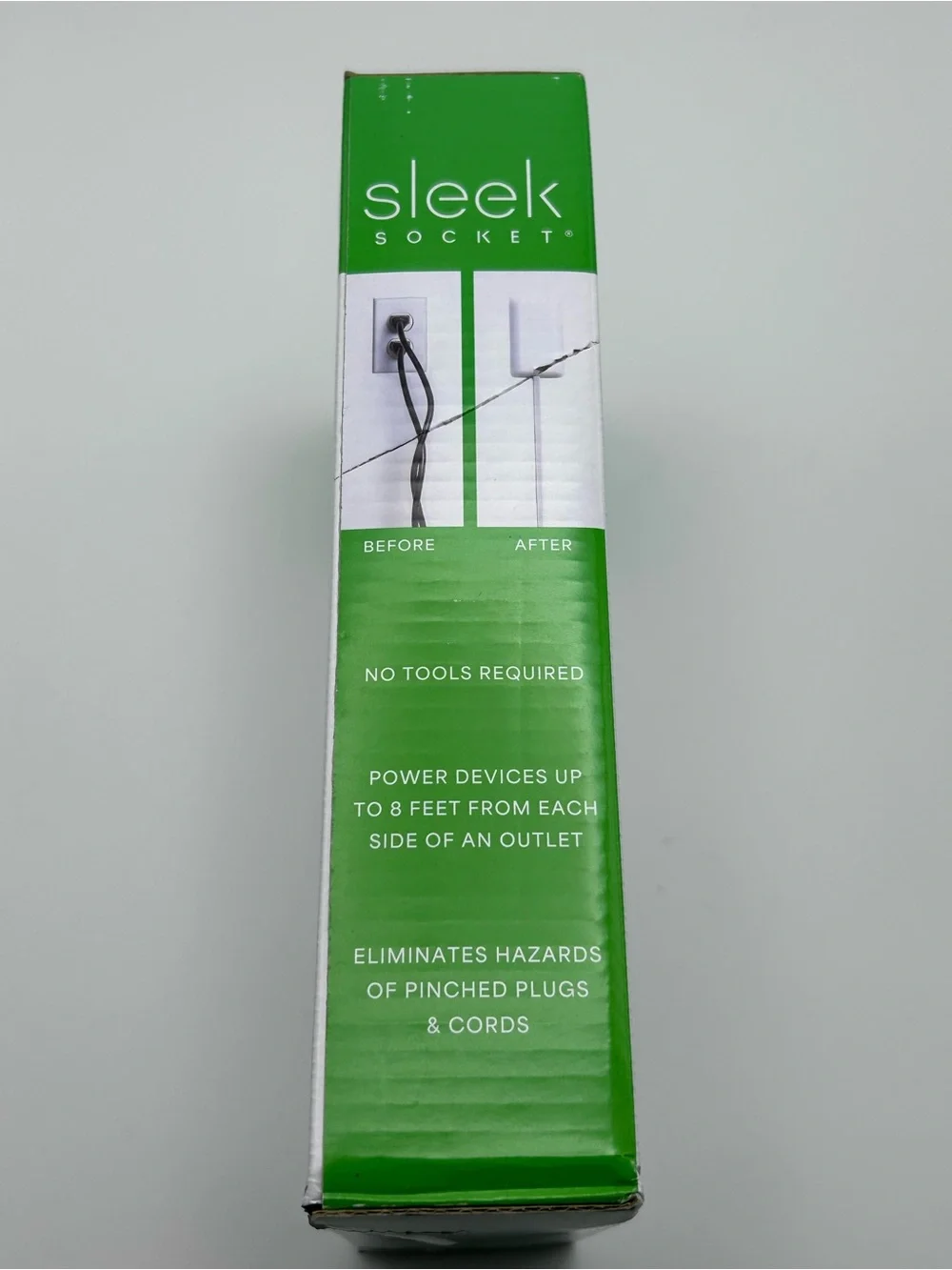 Sleek Socket Ultra-Thin Plug Concealer 8 ft 3 Outlet White Cord Concealer Kit